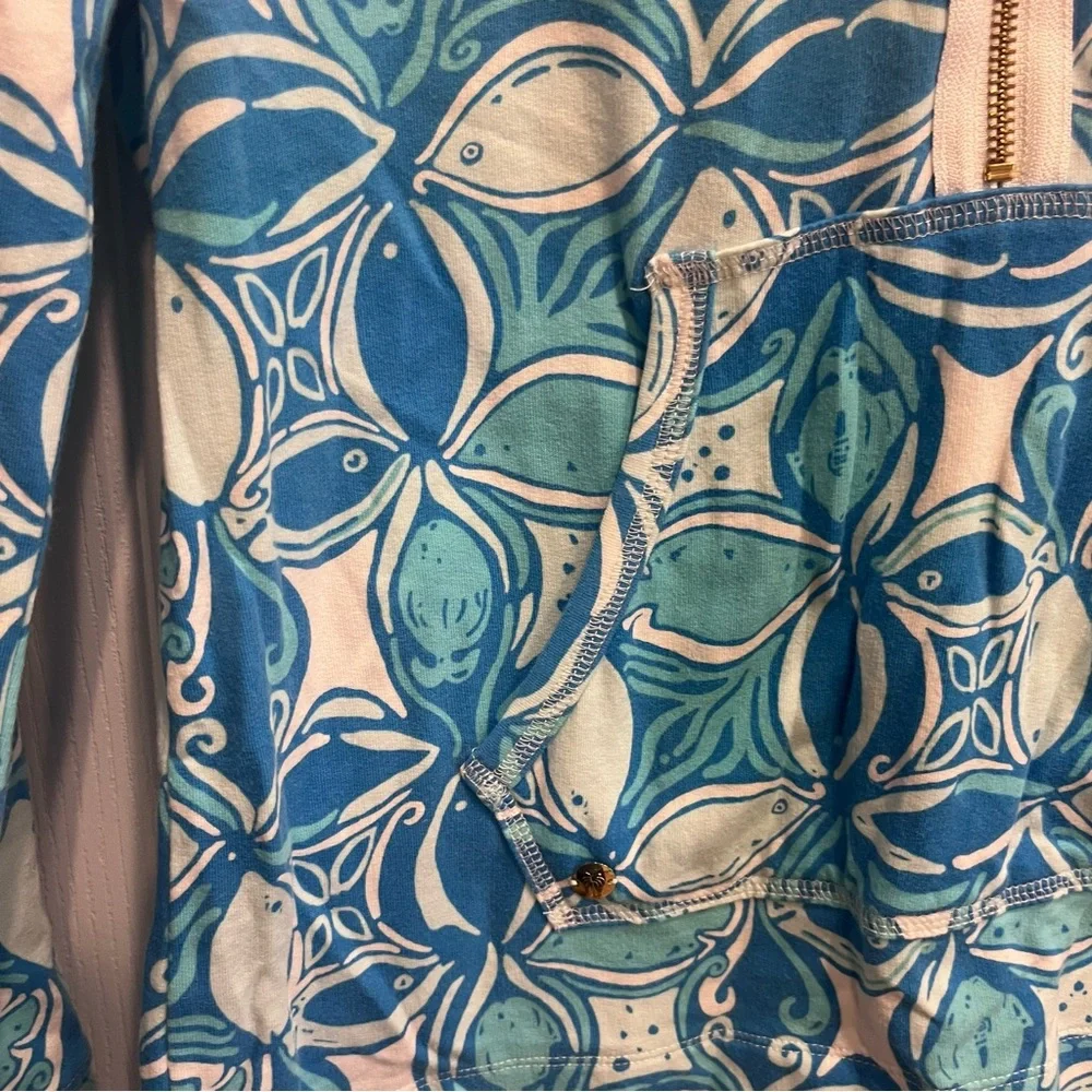 Lilly Pulitzer Skipper Popover What A Racquet Blue White Sweatshirt Medium - Picture 3 of 7